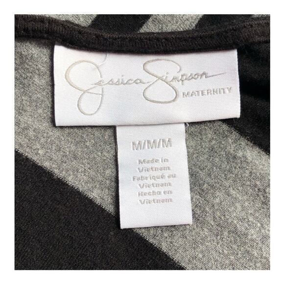 Jessica Simpson Maternity Asymmetrical Striped Tee Top Black Gray Medium - Picture 9 of 14